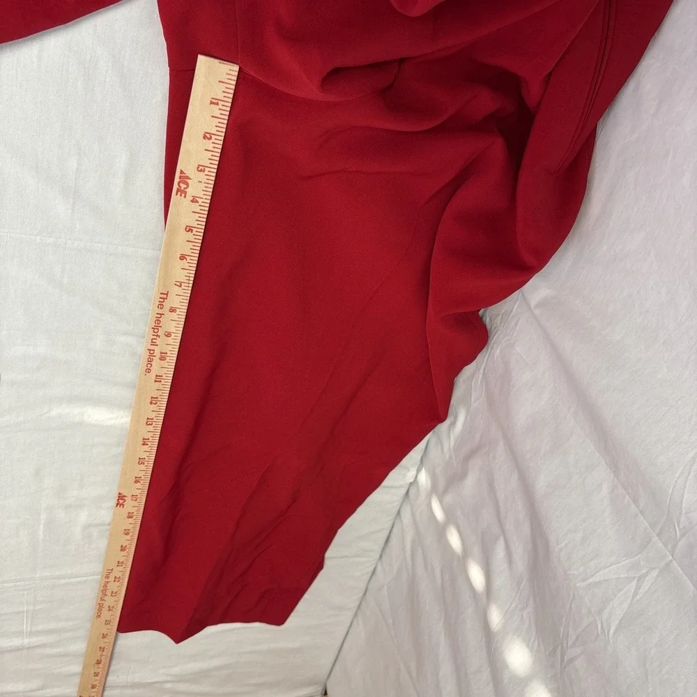 Lined Dress Pants Women Sz 20 Solid Red Pleated Front Elastic Waistbnd 40x26